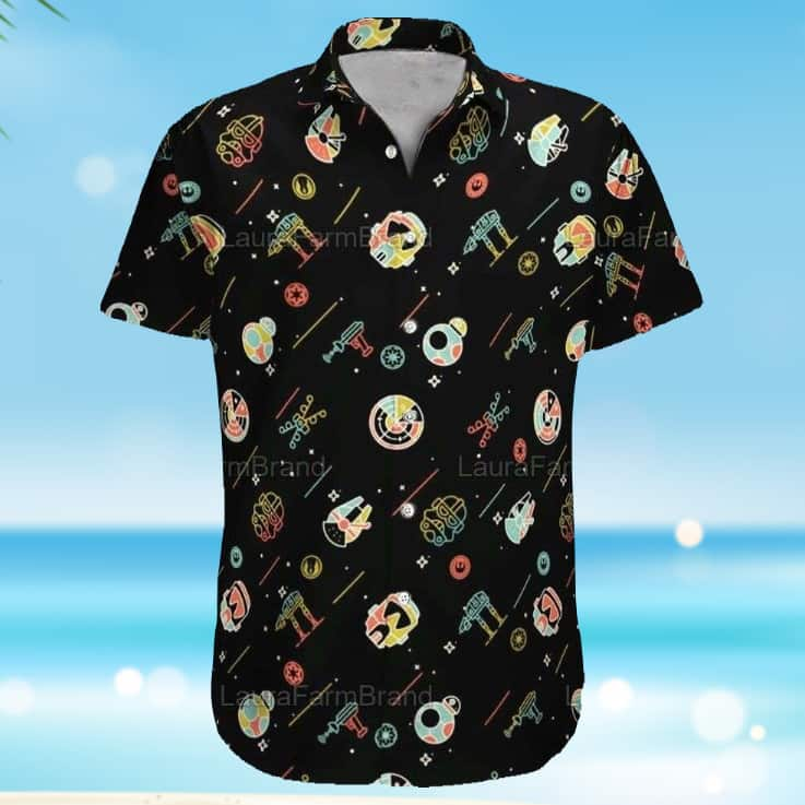 Black Aloha Star Wars Hawaiian Shirt Gift For Movie Lovers