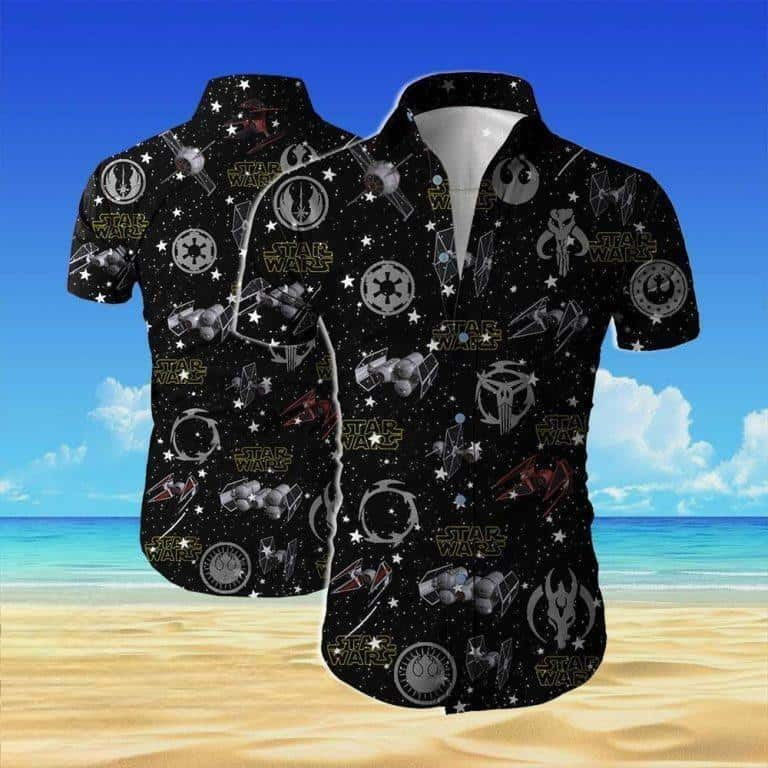 Black Aloha Star Wars Galaxy Hawaiian Shirt Gift For Beach Trip