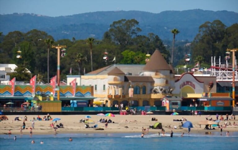 Santa Cruz, CA USA - June 2022: Beach and amusement park in Santa Cruz, California
