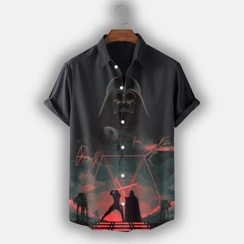 Spaceship Star Wars Synthwave Darth Vader Hawaiian Shirt