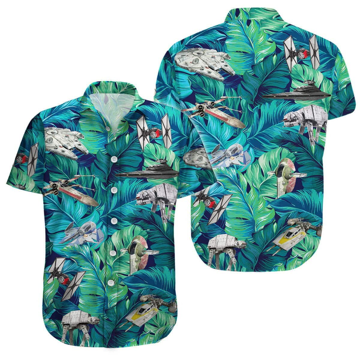 Star Wars Space Warship Tropical Palm Leaves Hawaiian Shirt For Summer Lovers