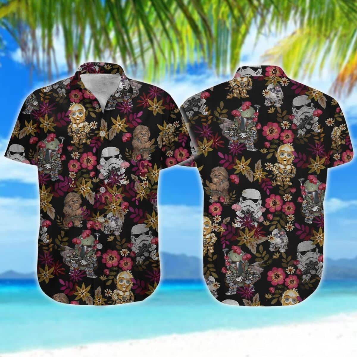 Aloha Star Wars Wicket Boba Fett Stormtrooper R2 – D2 Hawaiian Shirt