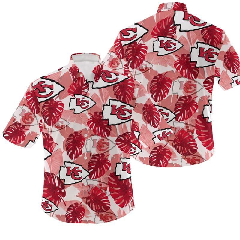 NFL Kansas City Chiefs Hawaiian Shirt Palm Leaves Pattern Summer Aloha NFL Kansas City Chiefs Hawaiian Shirt Palm Leaves Pattern Summer Aloha