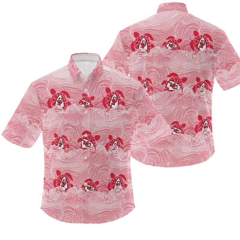 NFL Kansas City Chiefs Hawaiian Shirt Turtle Pattern Beach Lovers Gift NFL Kansas City Chiefs Hawaiian Shirt Turtle Pattern Beach Lovers Gift