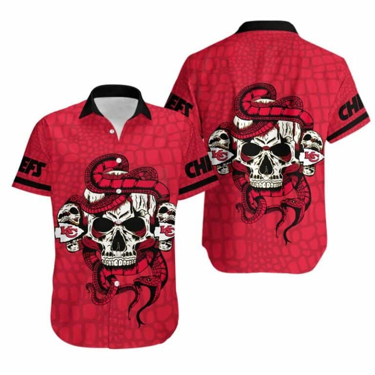 NFL Kansas City Chiefs Hawaiian Shirt Snake And Skull Beach Lovers Gift NFL Kansas City Chiefs Hawaiian Shirt Snake And Skull Beach Lovers Gift
