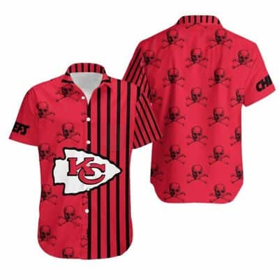 Red Aloha NFL Kansas City Chiefs Hawaiian Shirt Stripes And Skull Pattern