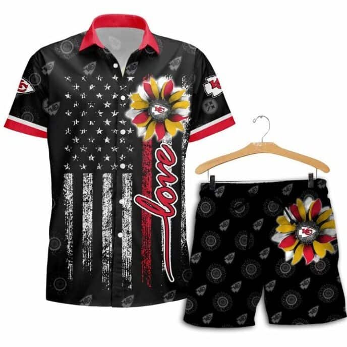 Black Aloha NFL Kansas City Chiefs Hawaiian Shirt Sunflower Stripe Pattern Beach Gift Black Aloha NFL Kansas City Chiefs Hawaiian Shirt Sunflower Stripe Pattern Beach Gift