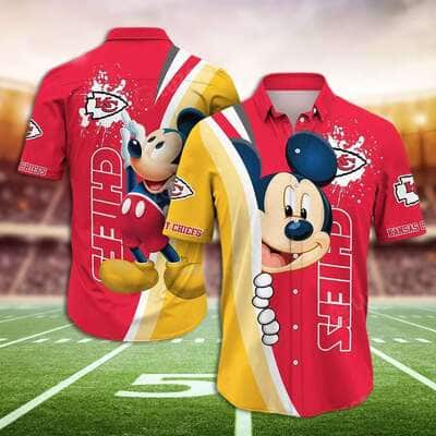 Red Aloha Mickey Mouse Disney Kansas City Chiefs Hawaiian Shirt Gift For NFL Fans