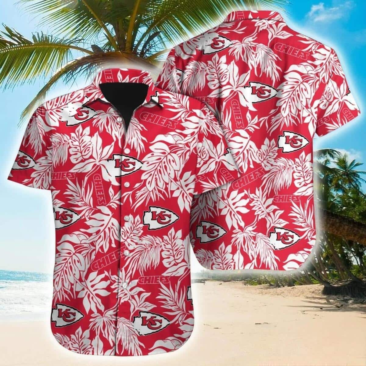 Aloha NFL Kansas City Chiefs Hawaiian Shirt Tropical Leaves Gift For Beach Trip