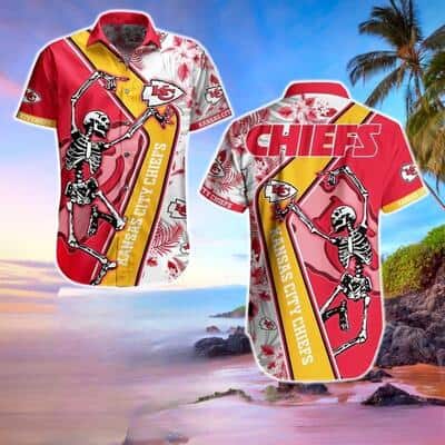 Summer Aloha Skeleton NFL Kansas City Chiefs Hawaiian Shirt Gift For Football Fans