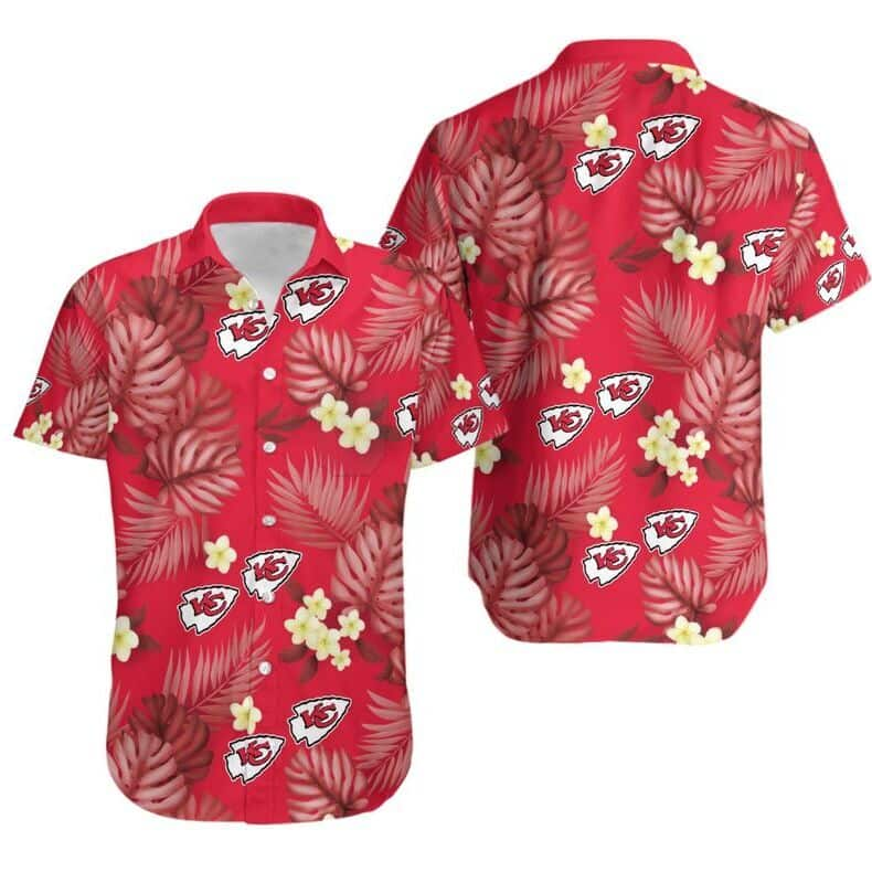 Red Aloha NFL Kansas City Chiefs Hawaiian Shirt Palm Leaves Pattern