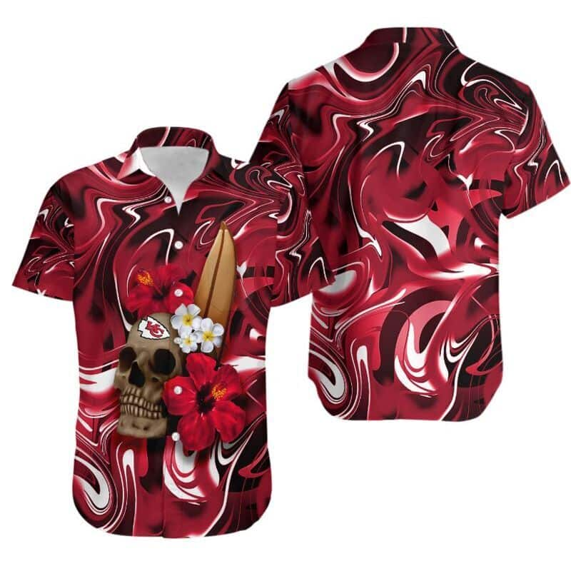 NFL Kansas City Chiefs Hawaiian Shirt Skull Tropical Flower Pattern Beach Gift