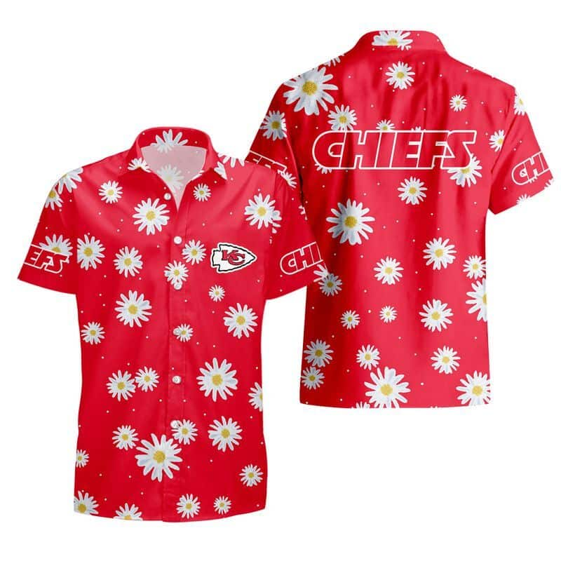 Red Aloha NFL Kansas City Chiefs Hawaiian Shirt Daisy Pattern