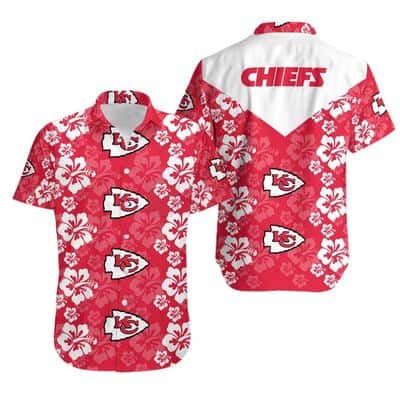 NFL Kansas City Chiefs Hawaiian Shirt Hibiscus Flowers Pattern Beach Gift For Dad