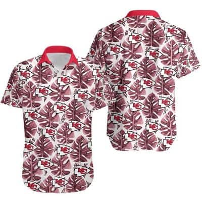 NFL Kansas City Chiefs Hawaiian Shirt Leaf & Logo Pattern Beach Gift For Friend