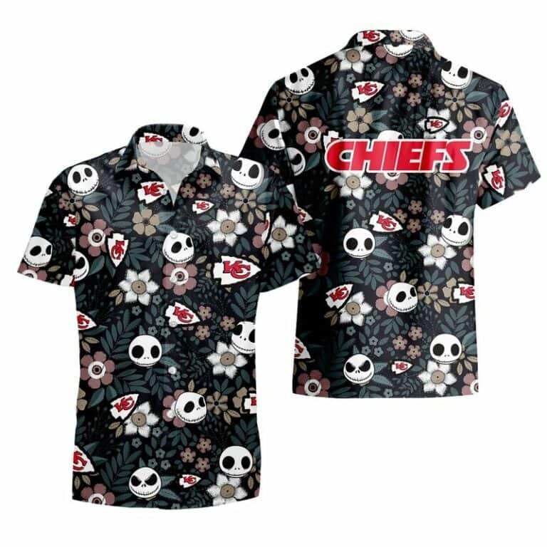 Cute Skeleton & Flower Pattern NFL Kansas City Chiefs Hawaiian Shirt