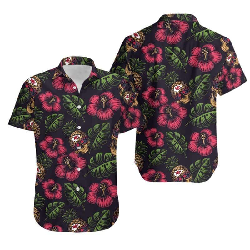 Black Aloha Pineapple Skull NFL Kansas City Chiefs Hawaiian Shirt