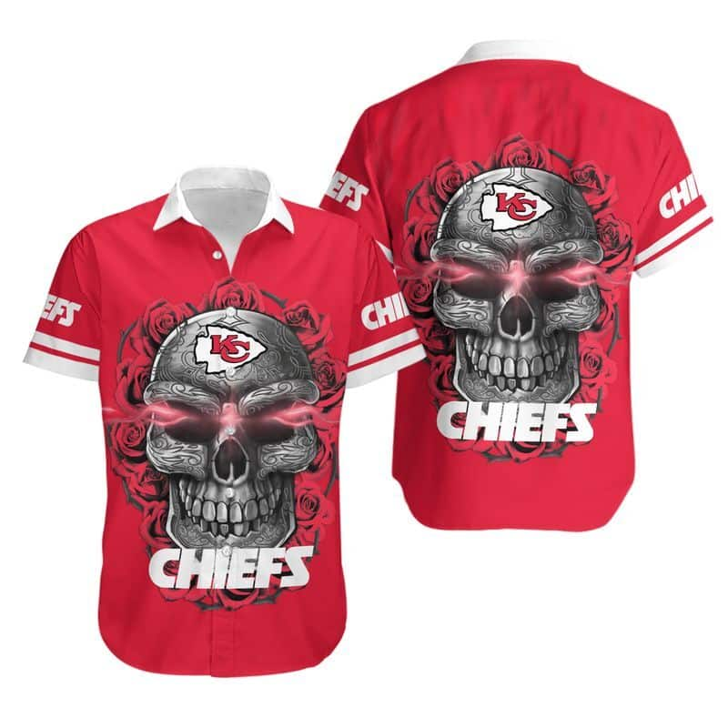 Horror Skull Rose NFL Kansas City Chiefs Hawaiian Shirt Gift For Football Fans