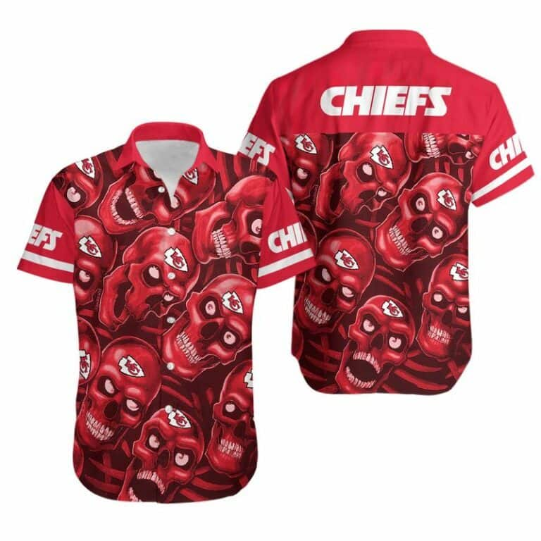 NFL Kansas City Chiefs Hawaiian Shirt Dangerous Smiling Skull Red Aloha