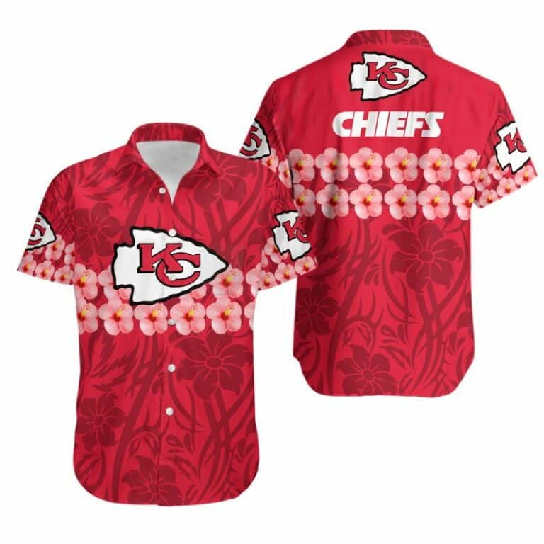 Flower and Logo NFL Kansas City Chiefs Hawaiian Shirt Beach Gift For Friend