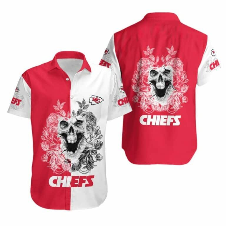 Aloha NFL Kansas City Chiefs Hawaiian Shirt Flower Skull Gift For Football Players