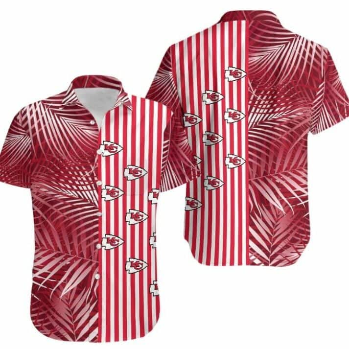 Summer Aloha NFL Kansas City Chiefs Hawaiian Shirt Palm Leaves and Stripes Pattern