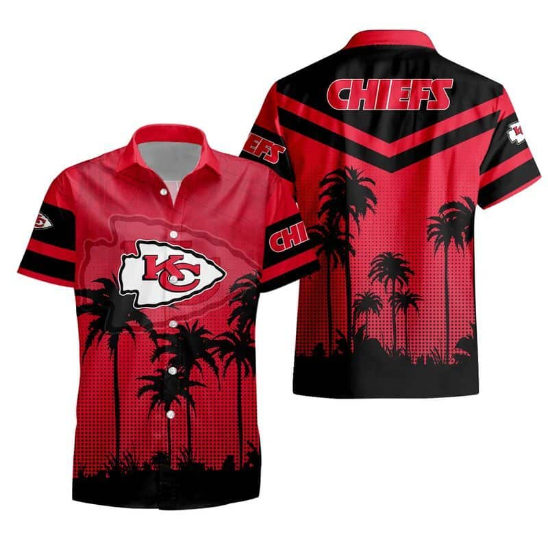 Vintage NFL Kansas City Chiefs Hawaiian Shirt Palm Tree Pattern Beach Vacation Gift