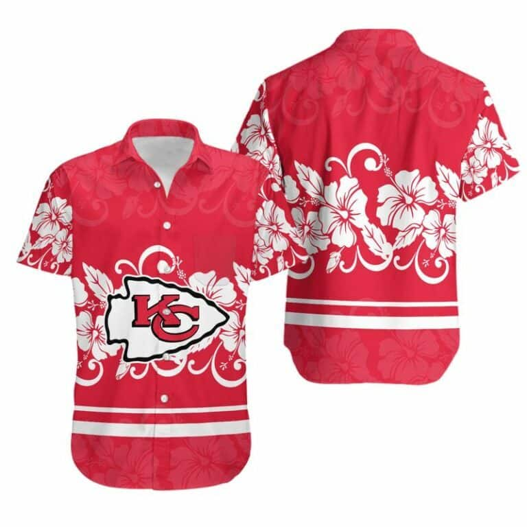 NFL Kansas City Chiefs Hawaiian Shirt Hibiscus Flowers Beach Lovers Gift