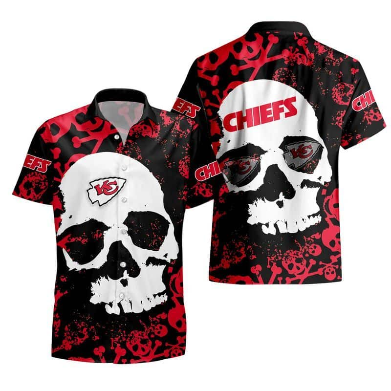 NFL Kansas City Chiefs Hawaiian Shirt White Skull Beach Vacation Gift