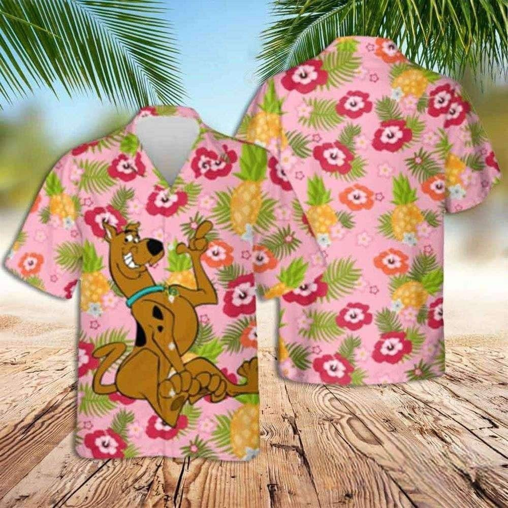 Summer Aloha Scooby Doo Hawaiian Shirt Tropical Flowers Pineapple Beach Gift