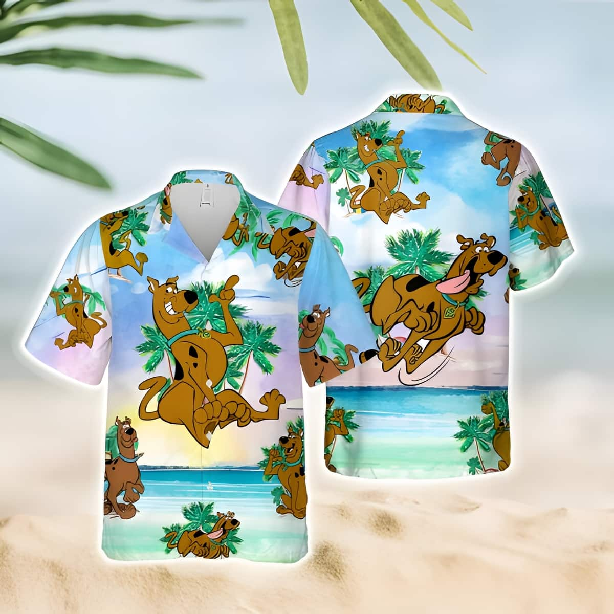 Scooby Doo Hawaiian Shirt Palm Tree Pattern Beach Gift For Him