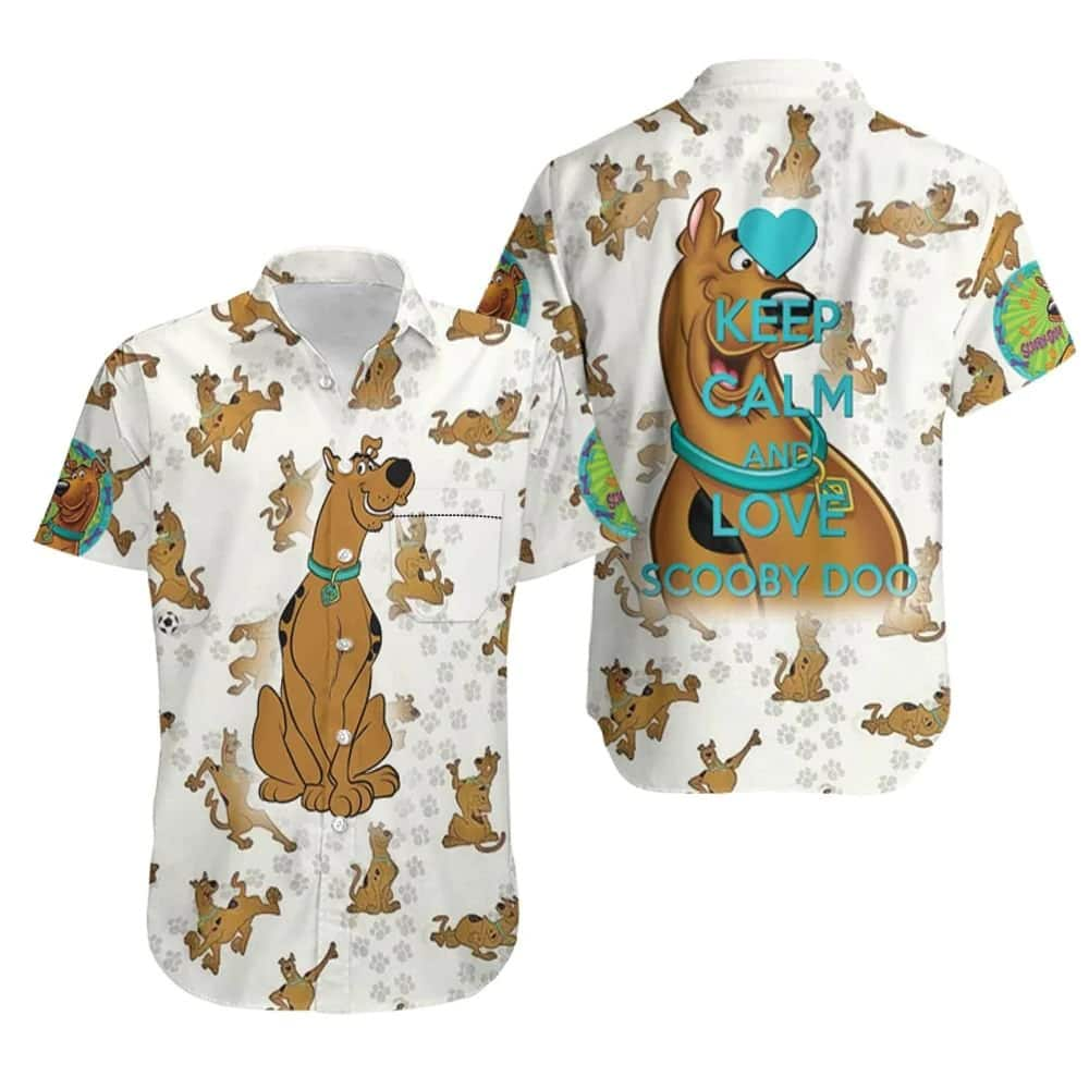 White Aloha Keep Calm And Love Scooby Doo Hawaiian Shirt