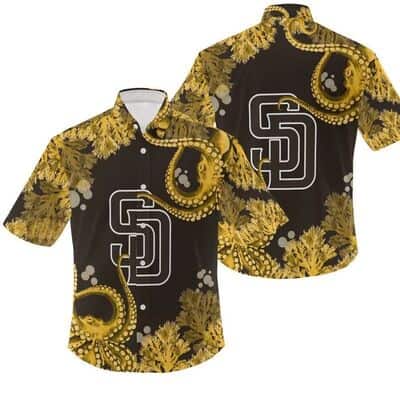 MLB San Diego Padres Hawaiian Shirt Yellow Octopus Beach Gift For Friend MLB San Diego Padres Hawaiian Shirt Yellow Octopus Beach Gift For Friend