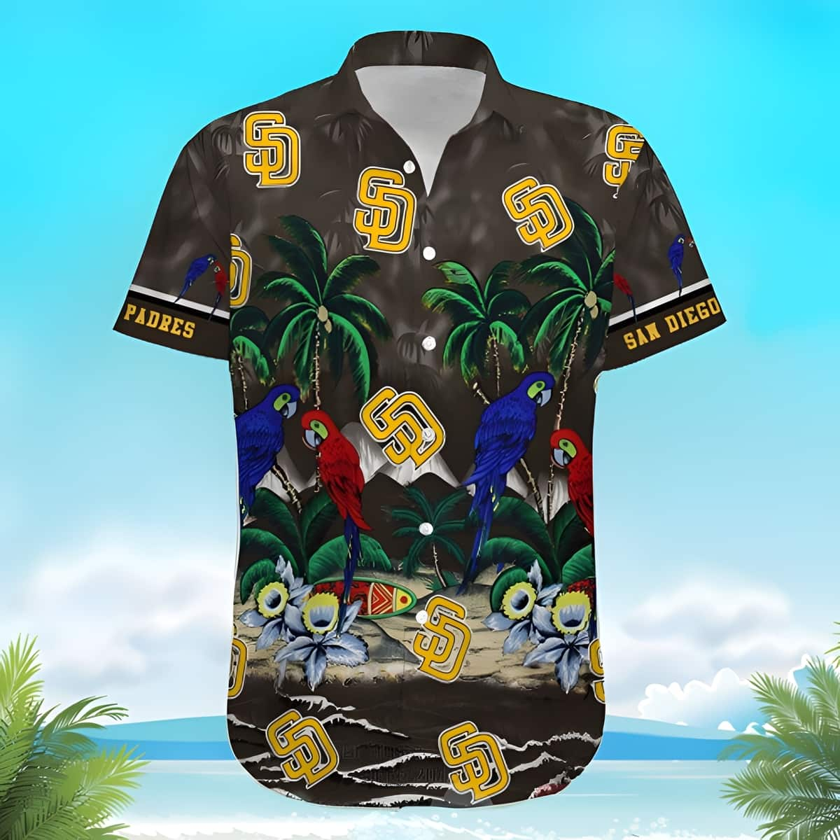 Summer Aloha MLB San Diego Padres Hawaiian Shirt Colorful Parrot Palm Tree