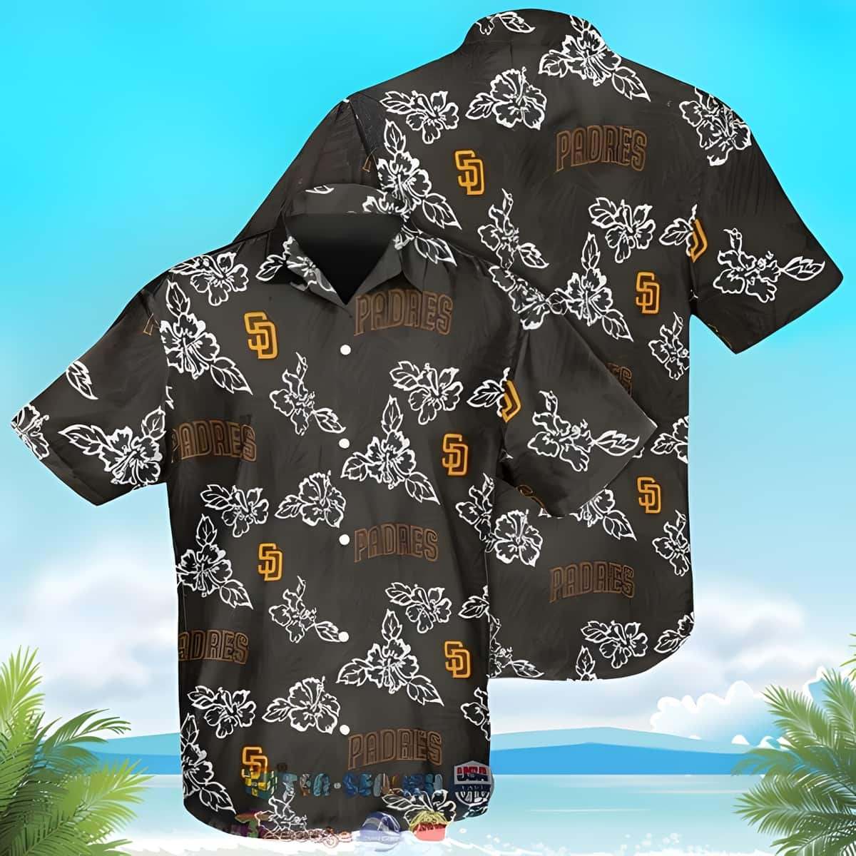 Dark MLB San Diego Padres Hawaiian Shirt Tropical Leaves Best Beach Gift