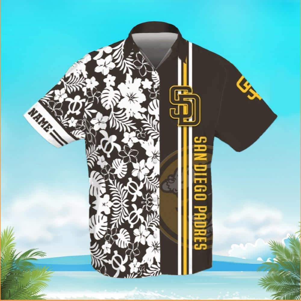 Turtle And Flower MLB San Diego Padres Hawaiian Shirt Custom Name