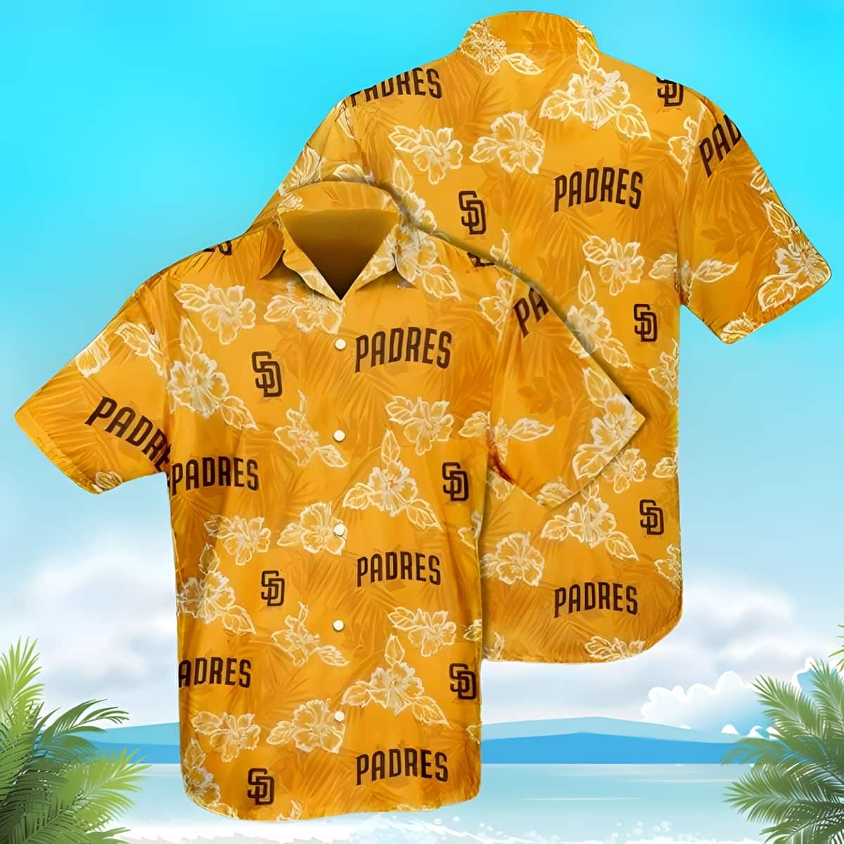 Vintage Yellow Aloha MLB San Diego Padres Hawaiian Shirt