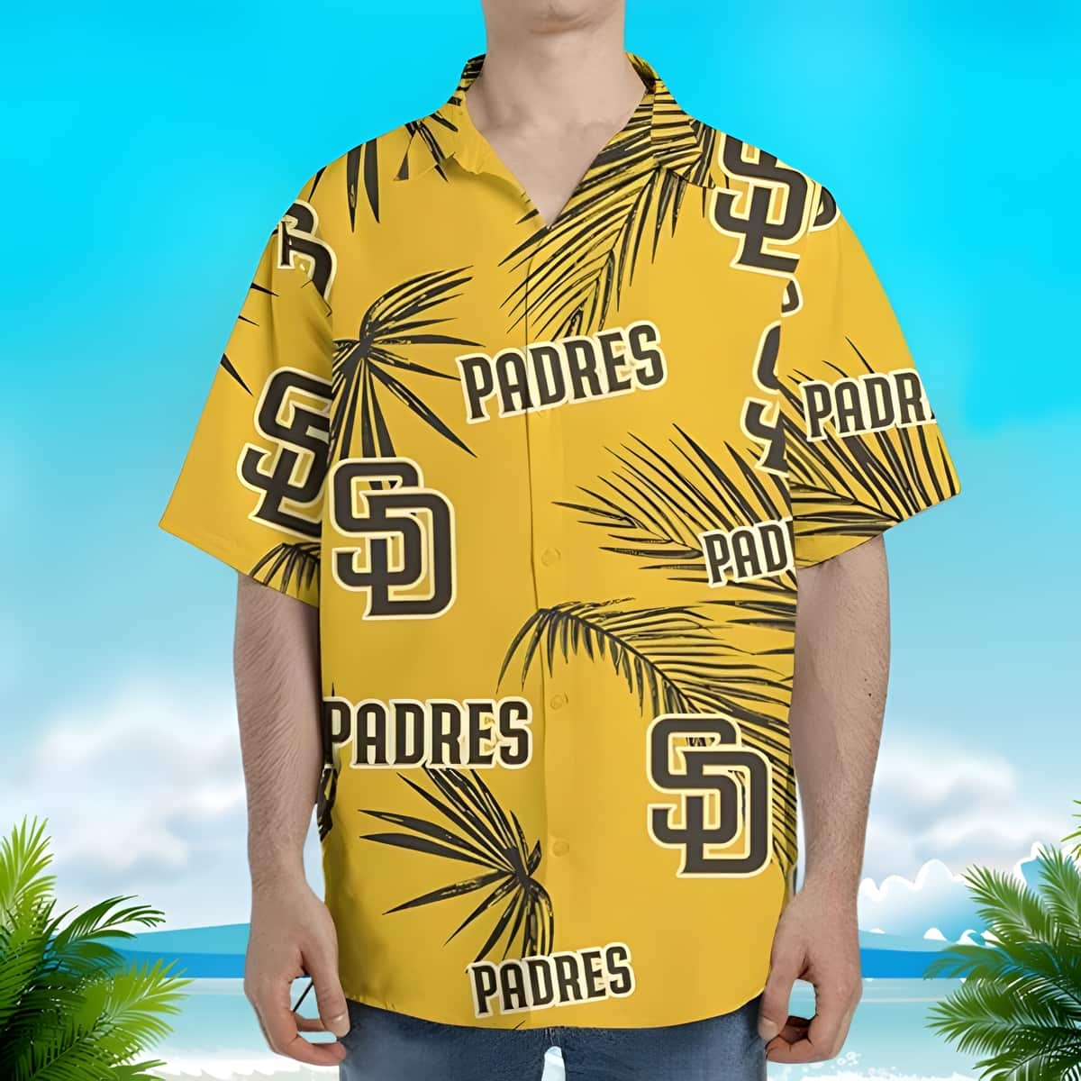 Basic Yellow Aloha MLB San Diego Padres Hawaiian Shirt Palm Leaves Pattern