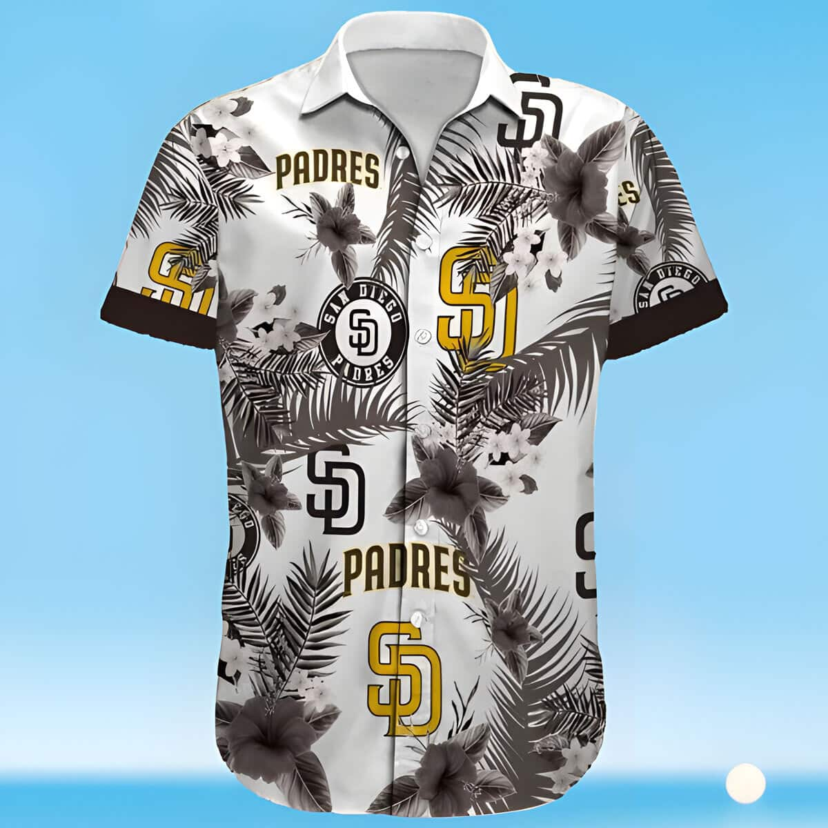 Dark Leaves White MLB San Diego Padres Hawaiian Shirt Baseball Fans Gift