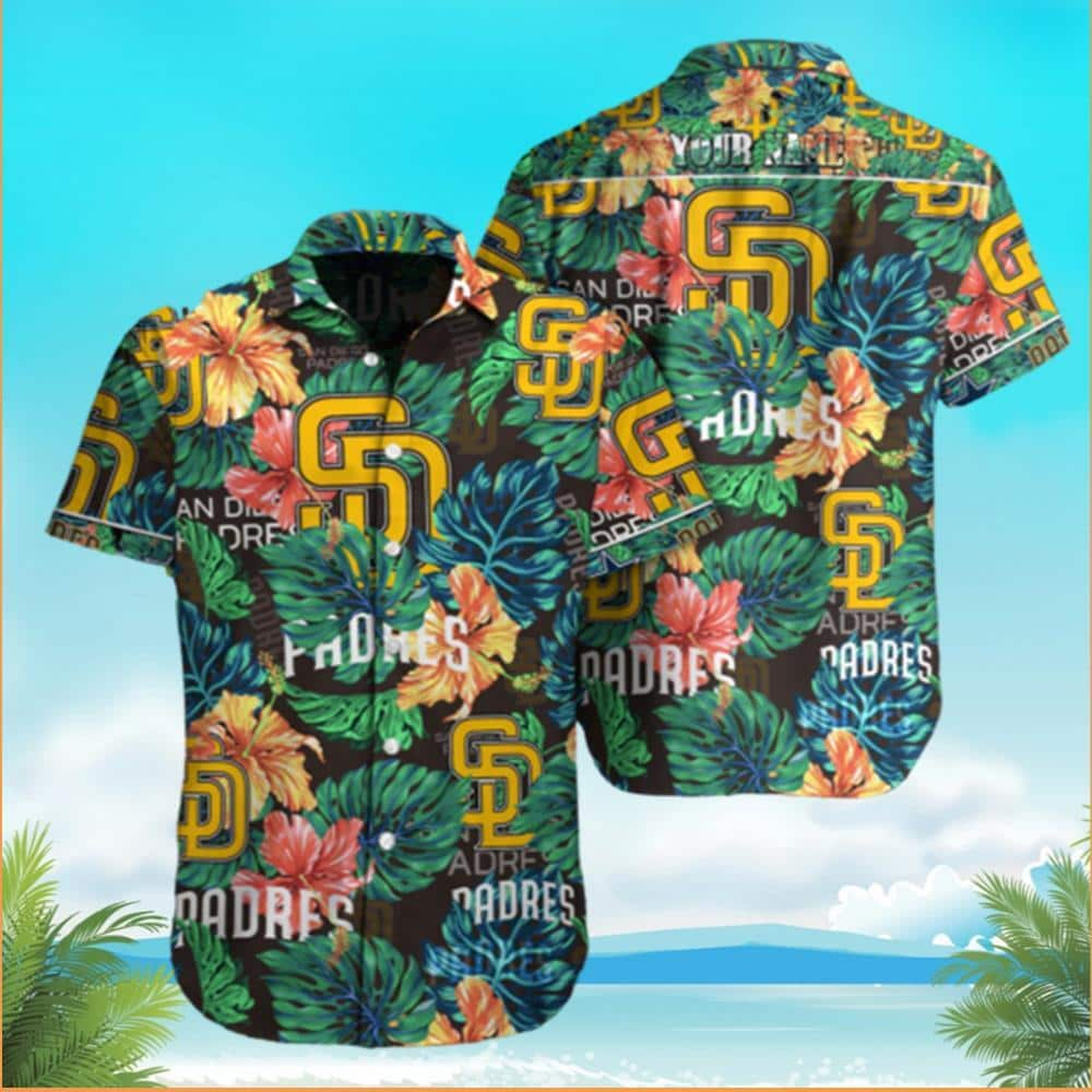 Tropical Flower Pattern MLB San Diego Padres Hawaiian Shirt Custom Name