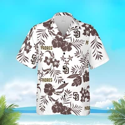 MLB San Diego Padres Hawaiian Shirt White Aloha Tropical Flower Pattern MLB San Diego Padres Hawaiian Shirt White Aloha Tropical Flower Pattern