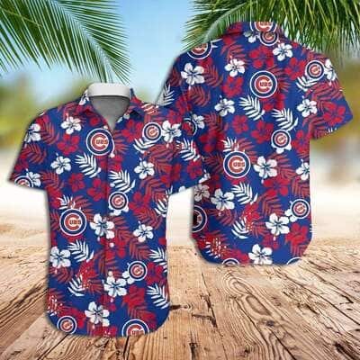 Summer Aloha MLB Chicago Cubs Hawaiian Shirt Red Flower White Leaves Pattern
