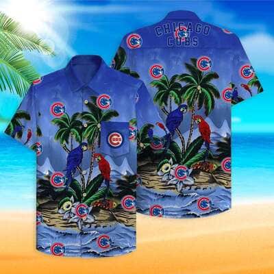 Blue MLB Chicago Cubs Hawaiian Shirt Colorful Parrots Couple Summer Beach Gift