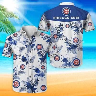 White Aloha MLB Chicago Cubs Hawaiian Shirt Blue Flora Trendy Summer Gift