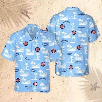 Light Blue MLB Chicago Cubs Hawaiian Shirt Palm Islands Pattern Aloha