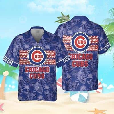 Blue MLB Chicago Cubs Hawaiian Shirt White Hibiscus Flowers Pattern Summer Vacation Gift