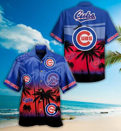 Vintage MLB Chicago Cubs Hawaiian Shirt Sunset Palm Island Vintage MLB Chicago Cubs Hawaiian Shirt Sunset Palm Island