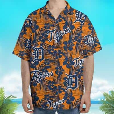 MLB Detroit Tigers Hawaiian Shirt Tropical Flower Pattern Best Beach Gift