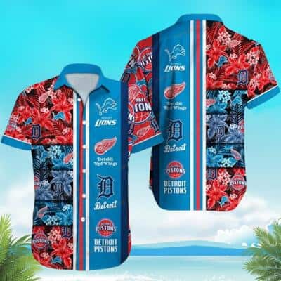 MLB Detroit Tigers Red Wings Lions Pistons Hawaiian Shirt