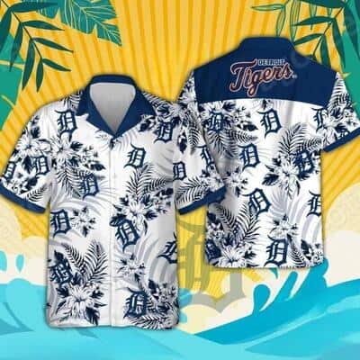 MLB Detroit Tigers Hawaiian Shirt Tropical Flower Pattern Practical Beach Gift